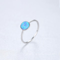 Classic 925 Sterling Silver Circle Opal Finger Rings